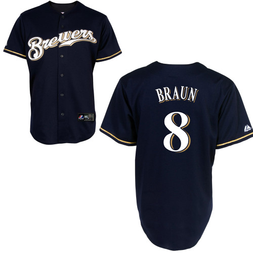 Ryan Braun #8 mlb Jersey-Milwaukee Brewers Women's Authentic 2014 Navy Cool Base BP Baseball Jersey